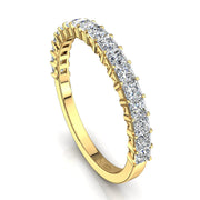 Demi-alliance 18 diamants princesses 0.70 carat or jaune Eleonora